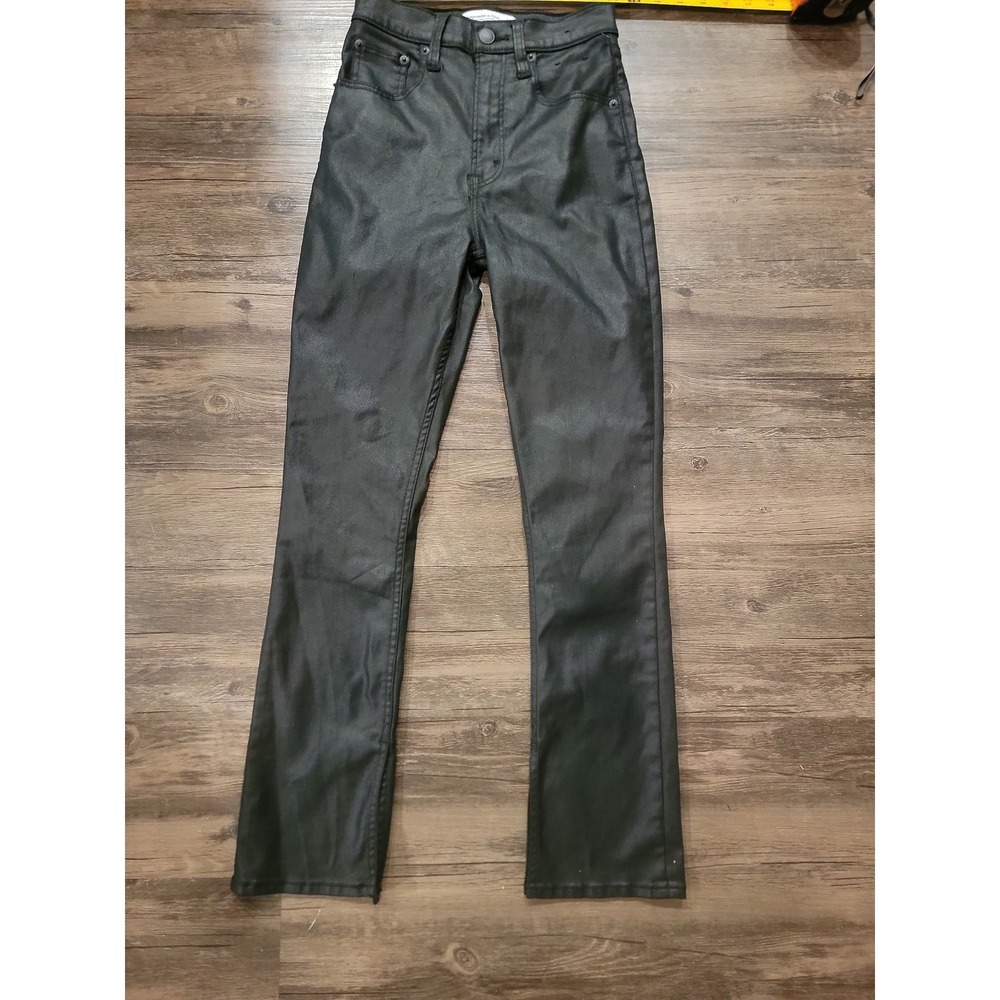 Abercrombie & Fitch Curve Love 90s Slim Straight Coated Black Jeans 23 000XS
